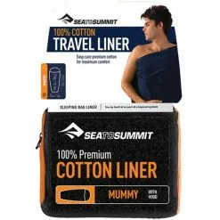 Draps Sac De Couchage SEA TO SUMMIT DRAP DE SAC COTON MUMMY TAPERED NAVY BLUE 22 Bleu