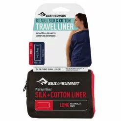 Draps Sac De Couchage SEA TO SUMMIT DRAP DE SAC SOIE COTON LONG NAVY BLUE 22 Bleu